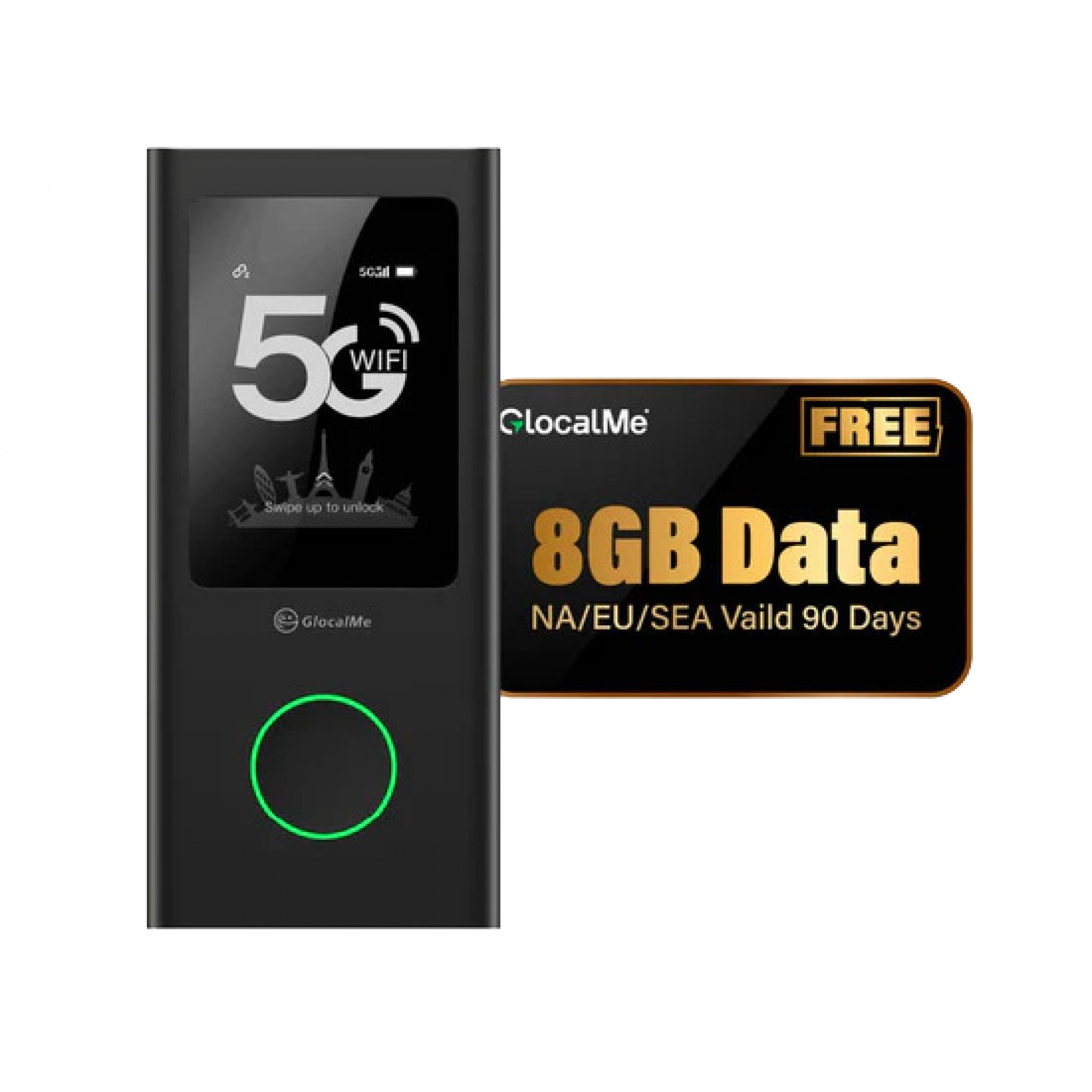 Мобільний WiFi роутер (5G/4G LTE) GlocalMe Numen Air 5G Black NomadsFi